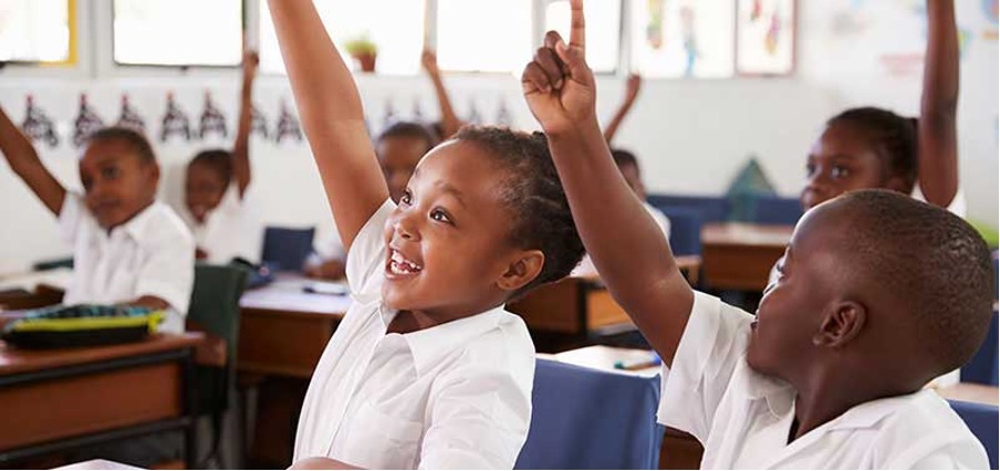 South African learners participating in a classroom.